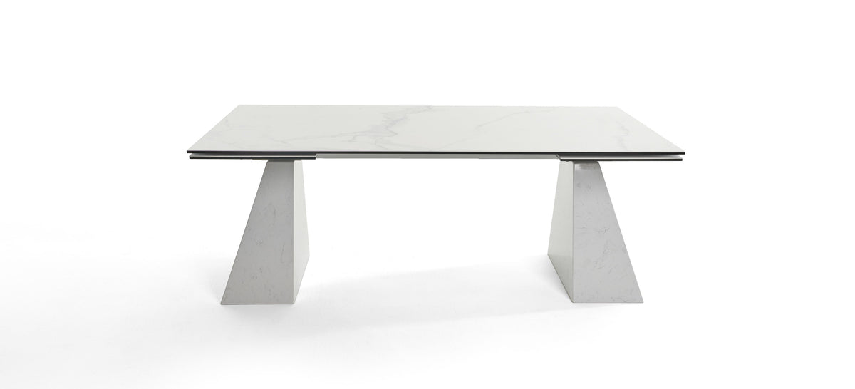 Modrest Latrobe Modern White Ceramic Quartz 118" Extendable Dining Table Model VGYFDT8765-5C-WHT-DT