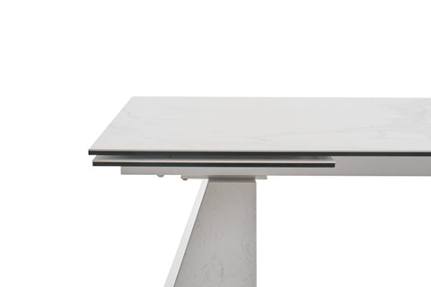 Modrest Latrobe Modern White Ceramic Quartz 118" Extendable Dining Table Model VGYFDT8765-5C-WHT-DT