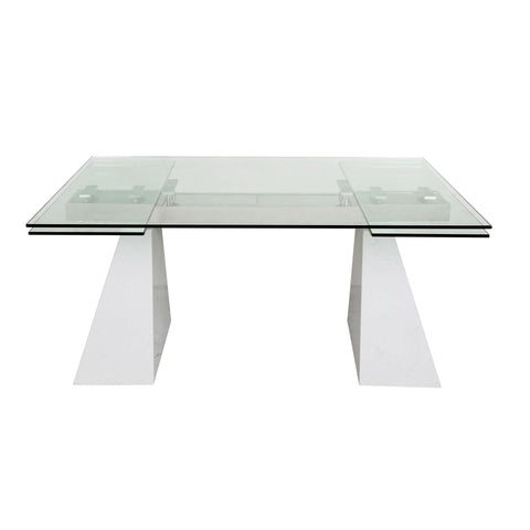 Modrest Latrobe Modern Extendable Quartz Stone & Glass Dining Table Model VGYFDT8765-5-DT-WHT