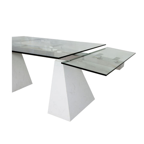 Modrest Latrobe Modern Extendable Quartz Stone & Glass Dining Table Model VGYFDT8765-5-DT-WHT