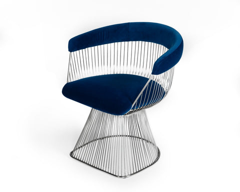 Modrest Lauren Blue Velvet and Stainless Steel Dining Chair By VIG Furniture