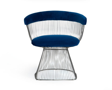 Modrest Lauren Blue Velvet and Stainless Steel Dining Chair By VIG Furniture