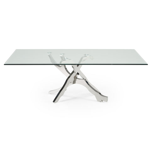 Modrest Legend Modern Glass & Stainless Steel Dining Table Model VGVCT8111-STL