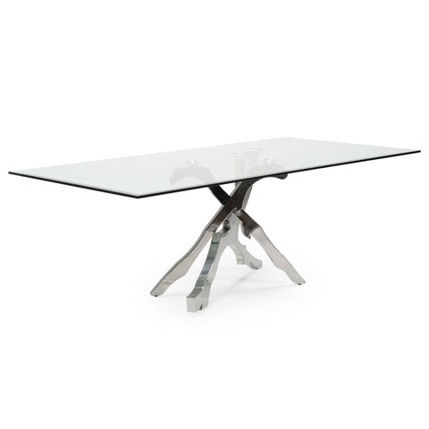 Modrest Legend Modern Glass & Stainless Steel Dining Table Model VGVCT8111-STL