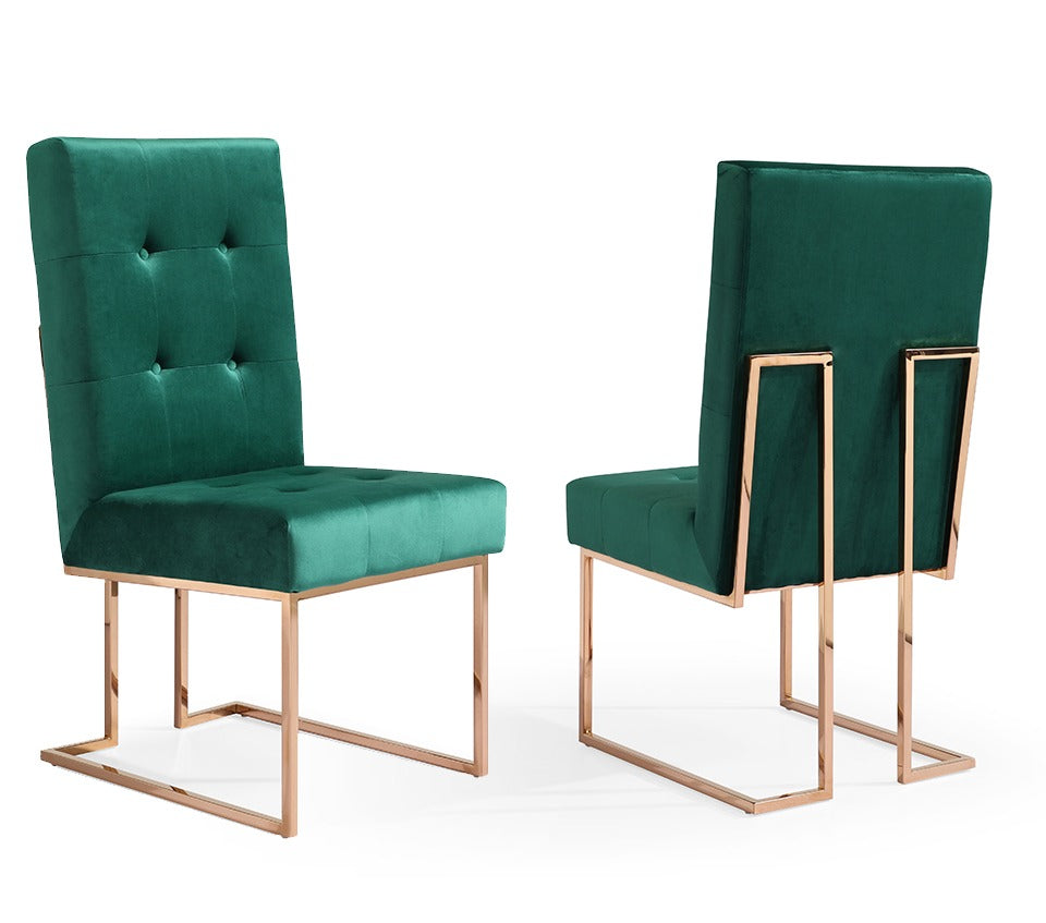 Modrest Legend Modern Green Velvet & Rosegold Dining Chair (Set of 2) By VIG Furniture