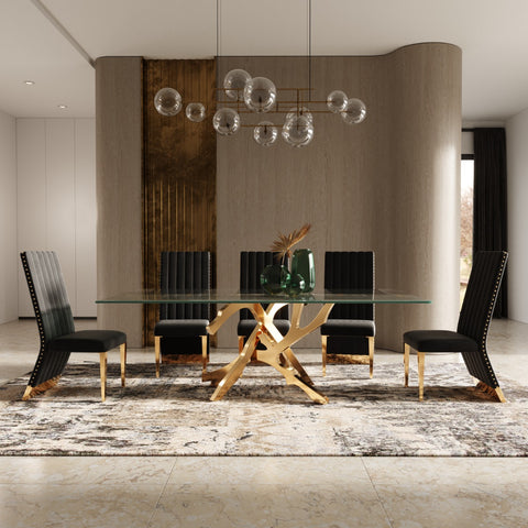 Modrest Keisha Modern Black Velvet And Gold Dining Chair Set Of 2 Model VGZA-Y629-BLK-DC