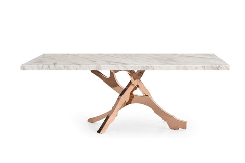 Modrest Legend Modern White Marble & Rosegold Dining Table Model VGVCT8222-M20-WHT-DT
