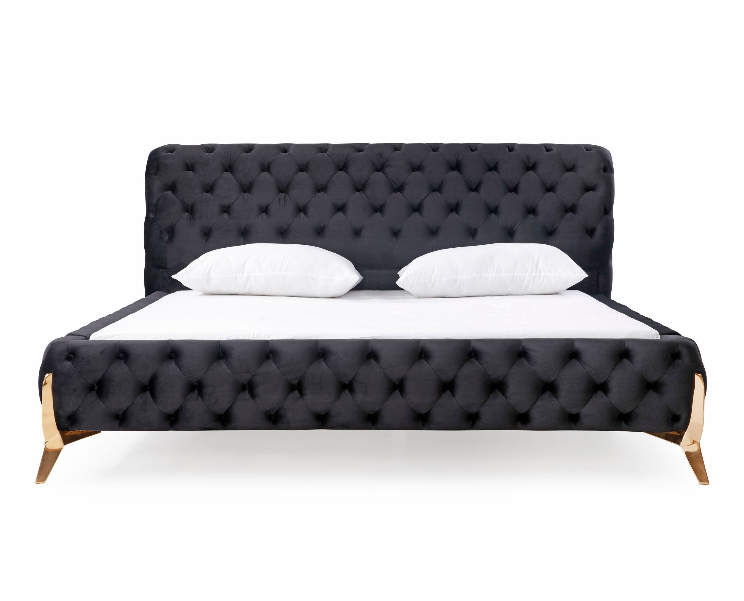California King Modrest Legend Modern Black Velvet &Amp; Rosegold Bed Model VGVCBD8111-15-BLKROSE-BED-CK