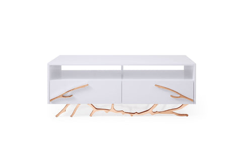 Modrest Legend Modern White & Rosegold Coffee Table Model VGVCCT8111-WHTX-RGOLD-CT