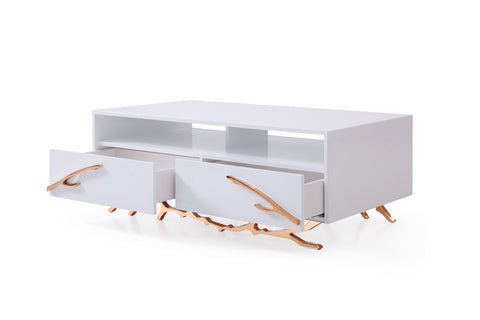 Modrest Legend Modern White & Rosegold Coffee Table Model VGVCCT8111-WHTX-RGOLD-CT