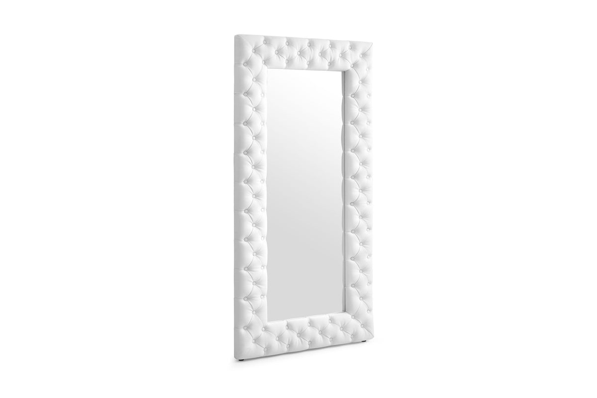 Modrest Legend Modern White Bonded Leather Floor Mirror Model VGVCJ8111-3H-WHT-MIR