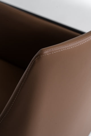 Modrest Leshay Modern Dark Camel Vegan Leather & Black Metal Dining Chair Model VGGAGA-6552CH-1-B19