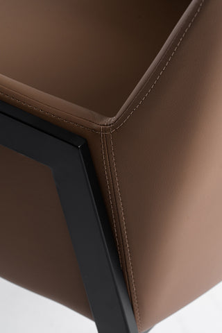 Modrest Leshay Modern Dark Camel Vegan Leather & Black Metal Dining Chair Model VGGAGA-6552CH-1-B19