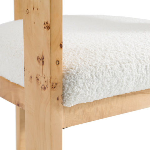 Modrest Letha Modern Cream Fabric & Burl Dining Chair Model VGMY-3805-AC-CRM