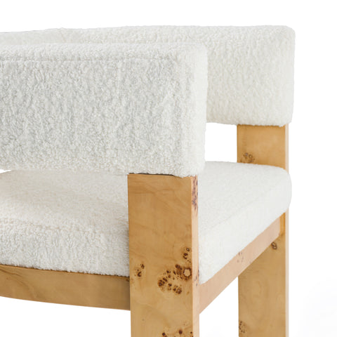 Modrest Letha Modern Cream Fabric & Burl Counter Chair Model VGMY-3805-26-CRM
