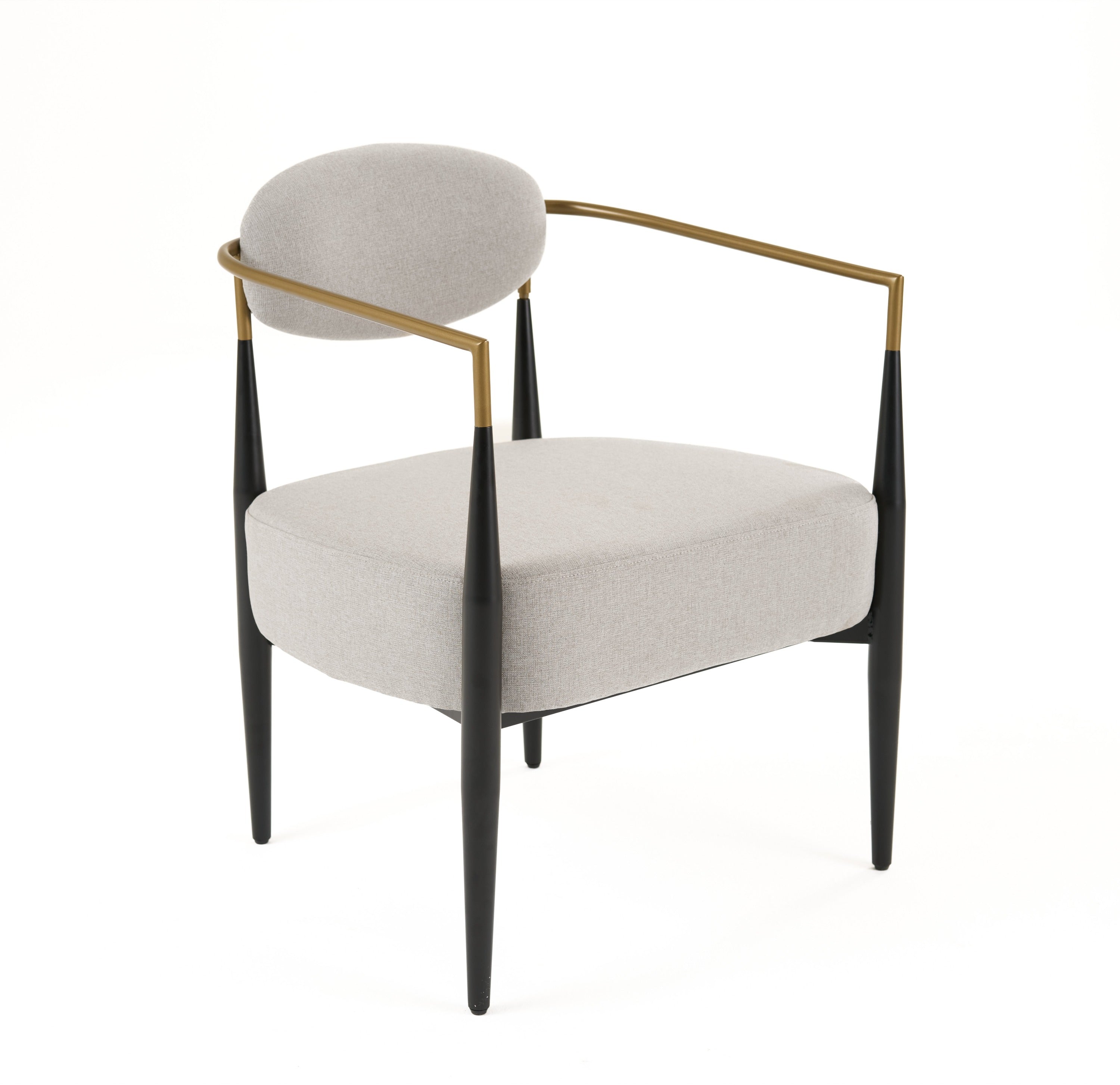 Modrest Liberty Modern Light Grey Fabric & Black & Gold Accent Chair Model VGDW-L-C500-009