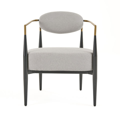 Modrest Liberty Modern Light Grey Fabric & Black & Gold Accent Chair Model VGDW-L-C500-009