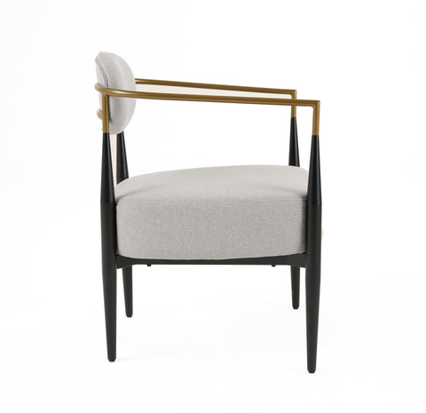 Modrest Liberty Modern Light Grey Fabric & Black & Gold Accent Chair Model VGDW-L-C500-009