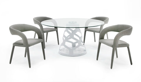 Modrest Lilly Modern 12Mm Round Glass & White Dining Table Model VGNS-GD8800-12MM