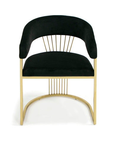 Modrest Linda Modern Black Velvet and Gold Dining Chair By VIG Furniture