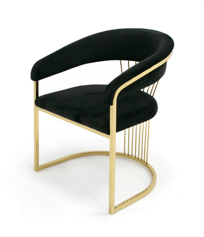 Modrest Linda Modern Black Velvet and Gold Dining Chair By VIG Furniture