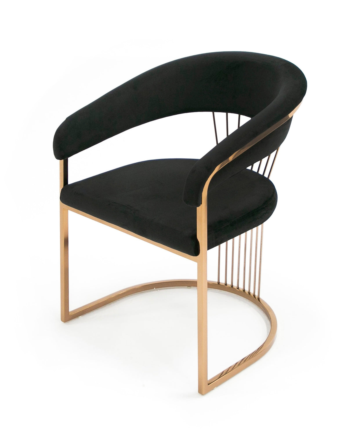 Modrest Linda Modern Black Velvet and Rosegold Dining Chair