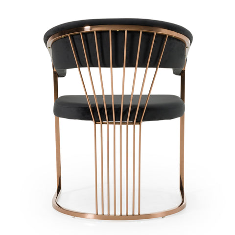 Modrest Linda Modern Black Velvet And Rosegold Dining Chair Model VGZA-Y429-RG-BLK-DC