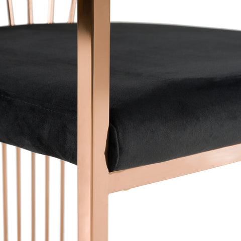 Modrest Linda Modern Black Velvet And Rosegold Dining Chair Model VGZA-Y429-RG-BLK-DC