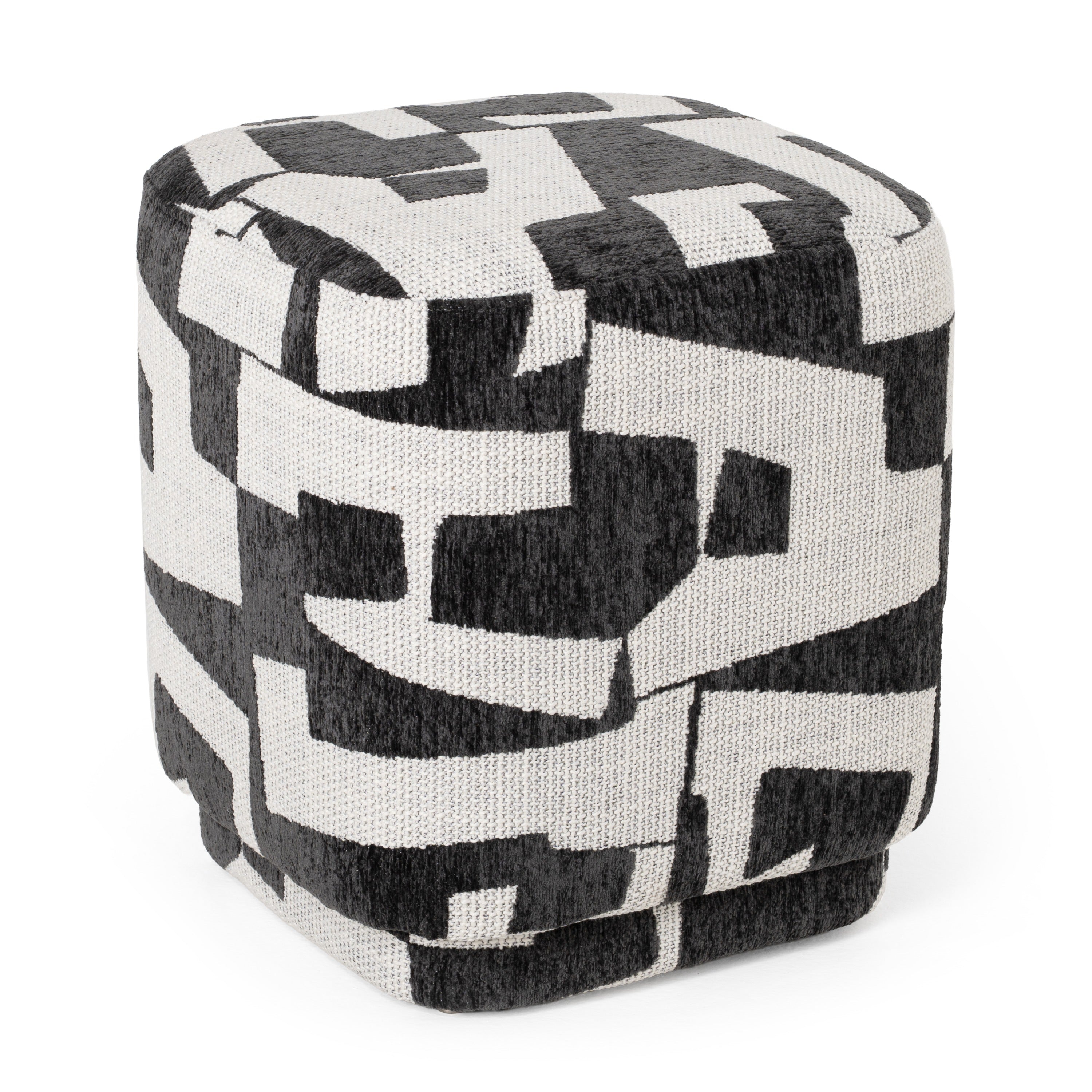 Divani Casa Loftis Modern Black & White Fabric Ottoman Model VGOD-24DY048-A