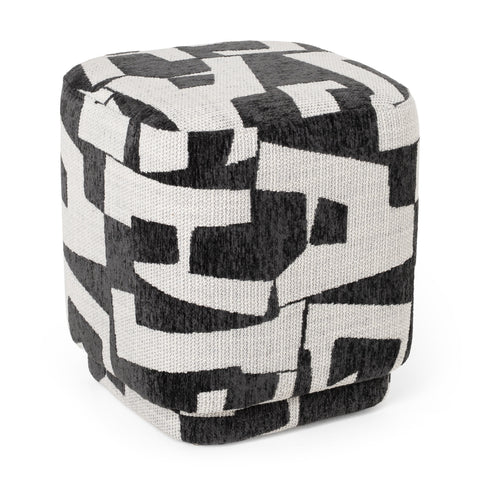 Divani Casa Loftis Modern Black & White Fabric Ottoman Model VGOD-24DY048-A