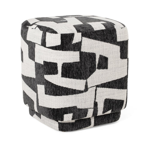 Divani Casa Loftis Modern Black & White Fabric Ottoman Model VGOD-24DY048-A