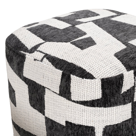 Divani Casa Loftis Modern Black & White Fabric Ottoman Model VGOD-24DY048-A