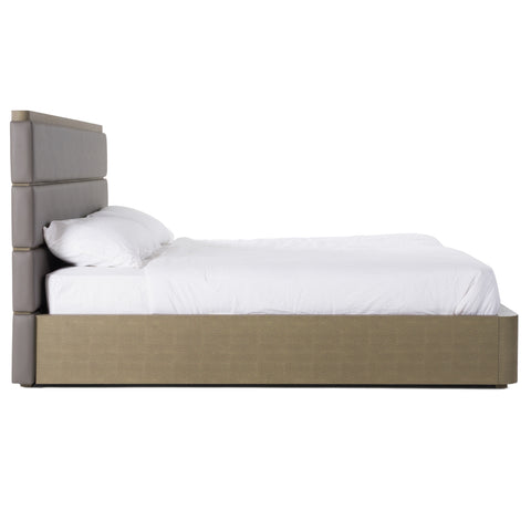 Modrest Lois Modern Grey Leather & Beige Shagreen Bed Model VGVC-BD2408-BED