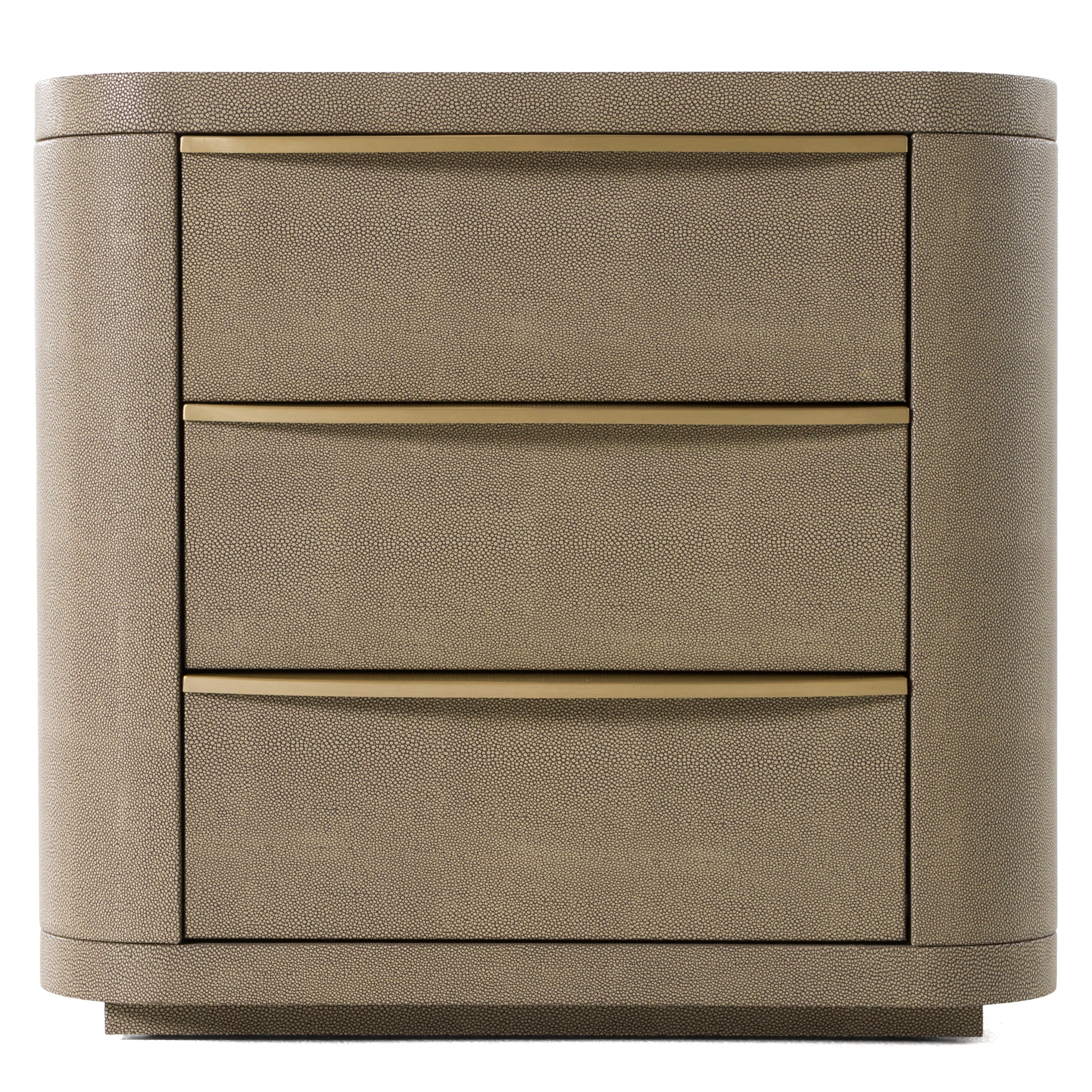 Modrest Lois Modern Beige Shagreen & Brass Nightstand Model VGVC-N2408