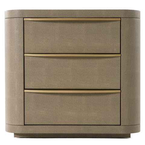 Modrest Lois Modern Beige Shagreen & Brass Nightstand Model VGVC-N2408