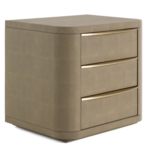 Modrest Lois Modern Beige Shagreen & Brass Nightstand Model VGVC-N2408