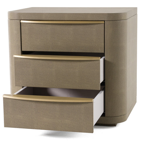 Modrest Lois Modern Beige Shagreen & Brass Nightstand Model VGVC-N2408