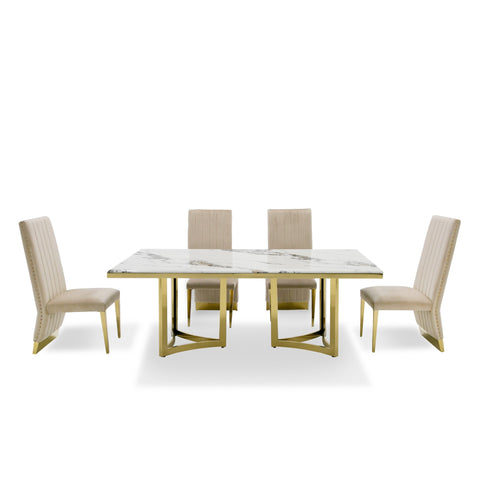 Modrest Loomis White Marble & Gold Dining Table Model VGZAT1301