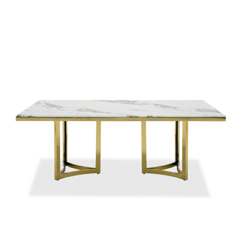 Modrest Loomis White Marble & Gold Dining Table Model VGZAT1301