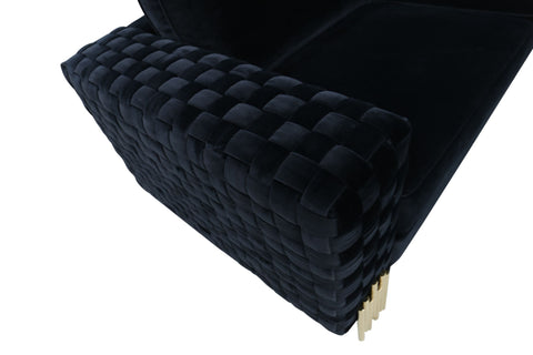 Divani Casa Lori Modern Velvet Glam Black & Gold Sofa Model VGYUHD-1936-BLK-S