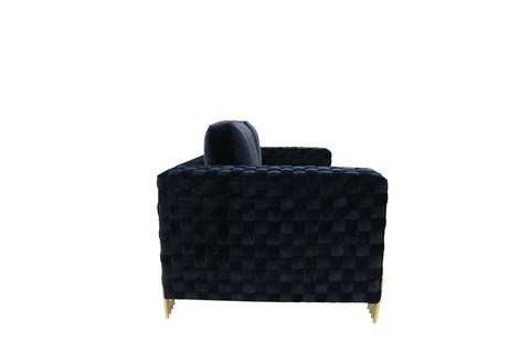 Divani Casa Lori Modern Velvet Glam Black & Gold Sofa Model VGYUHD-1936-BLK-S