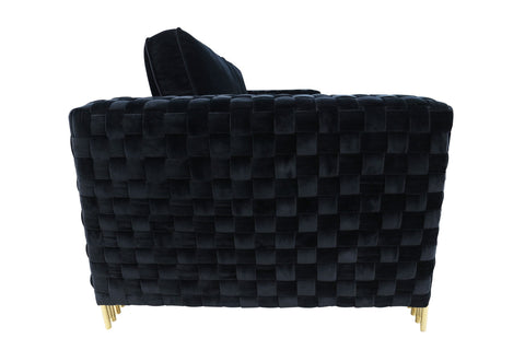 Divani Casa Lori Modern Velvet Glam Black & Gold Sofa Model VGYUHD-1936-BLK-S