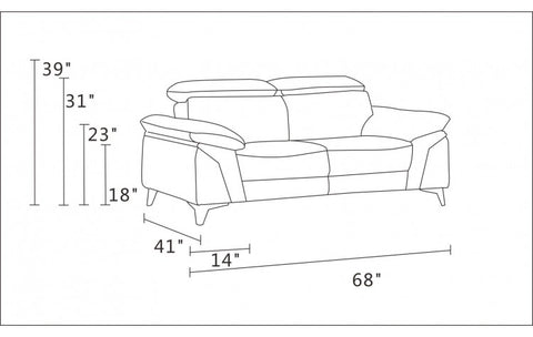 727 DivanItalia White Loveseat – Top Grain Italian LeatherModel:  727-WHITE-L
