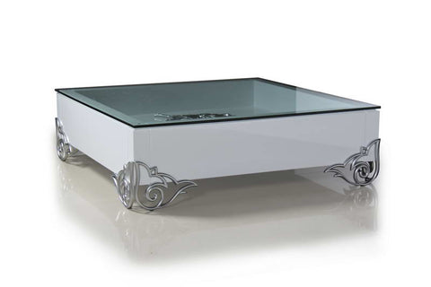 Ls538 Emma Modern White Coffee Table With Glass Top Model VGDVEMMACOFFEE