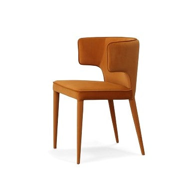 Modrest Lucero Modern Orange Velvet Dining Armchair Model VGYFDC1021F-ORG-DC