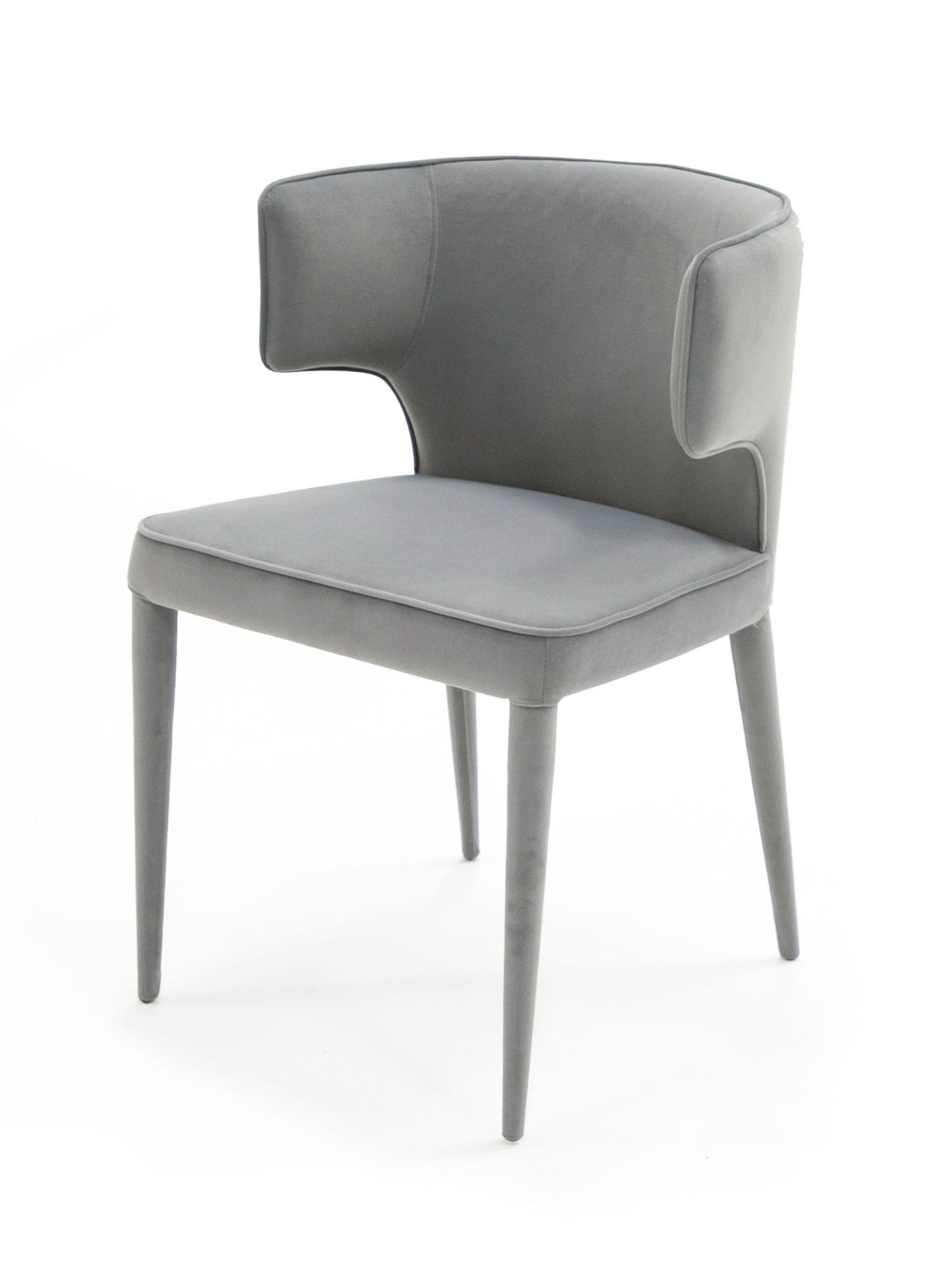 Modrest Lucero Modern Grey Velvet Arm Dining Chair