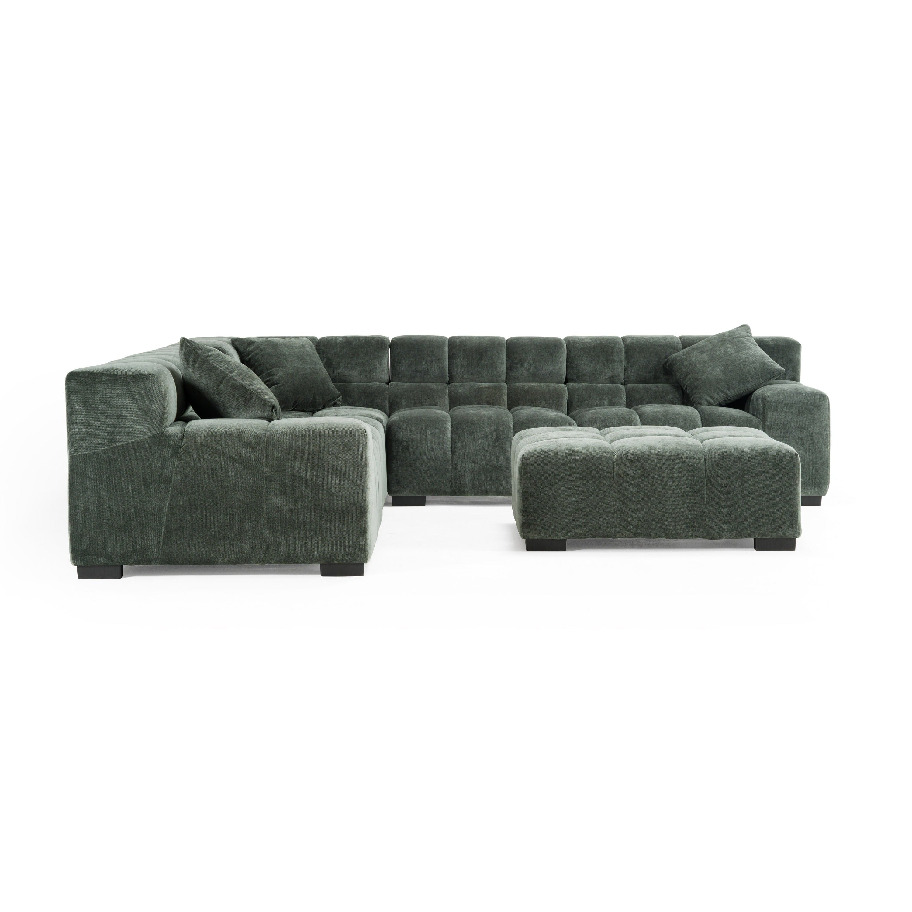 Divani Casa Ludwig Modern Dark Green Fabric Modular Sectional Model VGDW-DS1021-GRN
