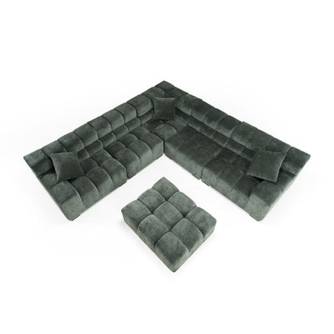 Divani Casa Ludwig Modern Dark Green Fabric Modular Sectional Model VGDW-DS1021-GRN