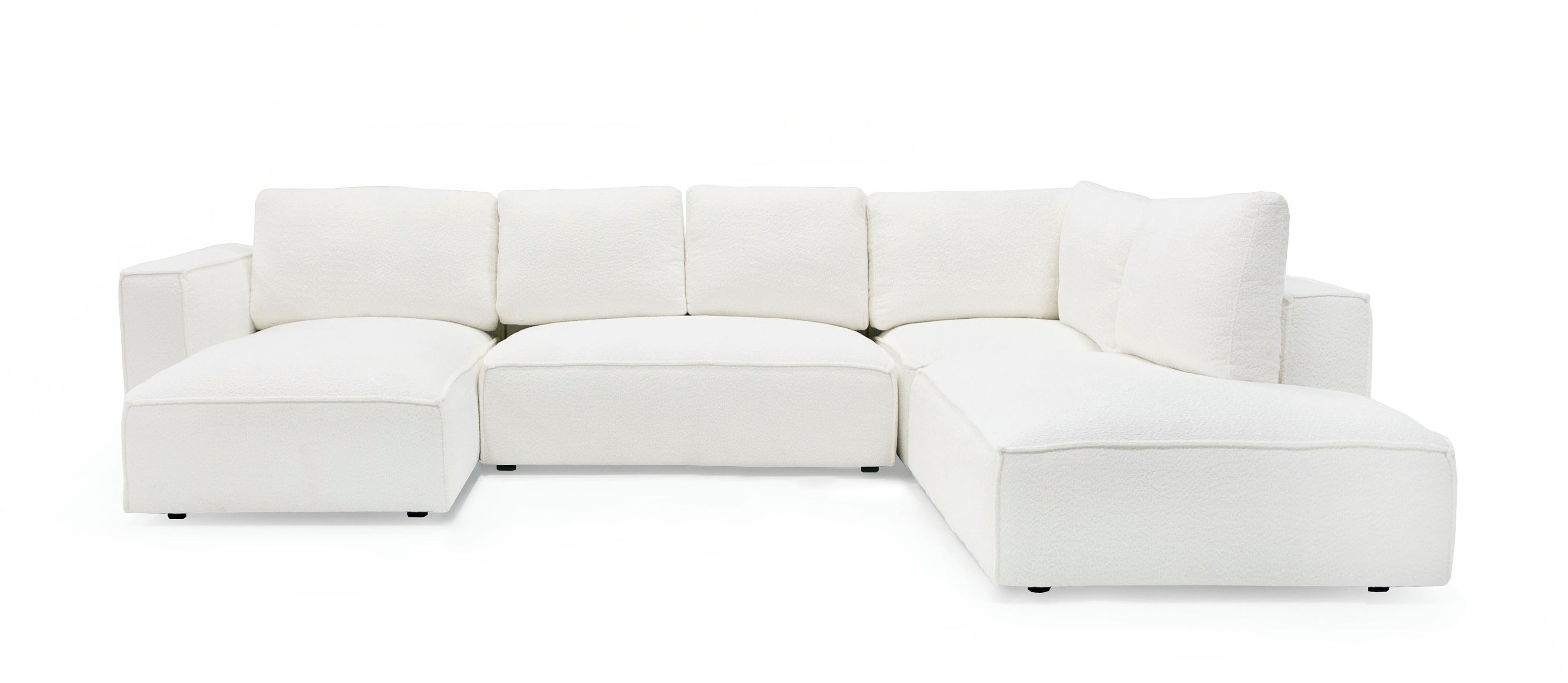 Divani Casa Lulu Modern White Fabric Modular Sectional Sofa With Left Facing Chaise Model VGSX-F22053-LAF-WHT