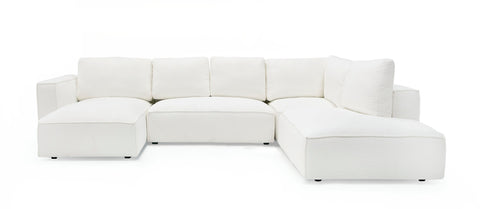 Divani Casa Lulu Modern White Fabric Modular Sectional Sofa With Left Facing Chaise Model VGSX-F22053-LAF-WHT